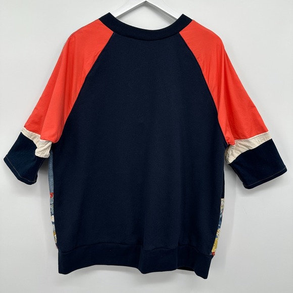 Vintage Upcycled Patchwork Top Shirt Size L XL Boho‎ Artsy Eclectic Denim Grunge - Picture 8 of 9